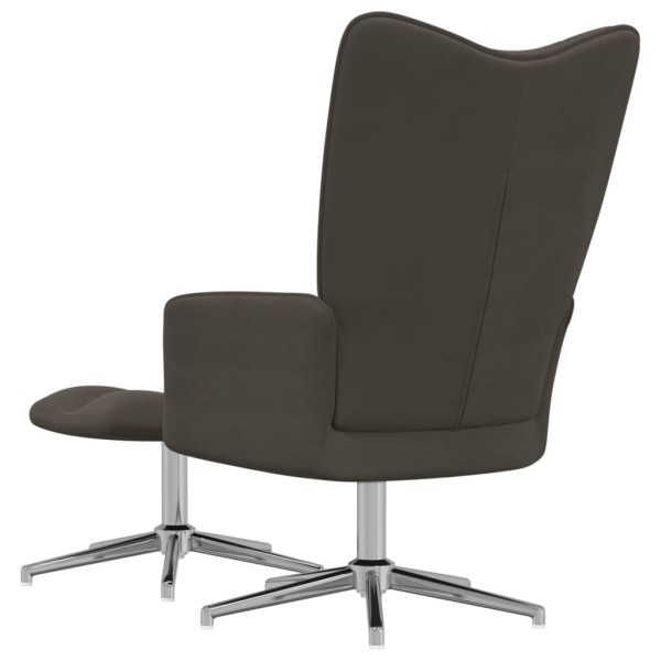 Silla de relajación con taburete terciopelo gris oscuro