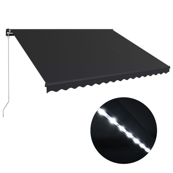 Toldo retráctil manual con LED gris antracita 400x300 cm