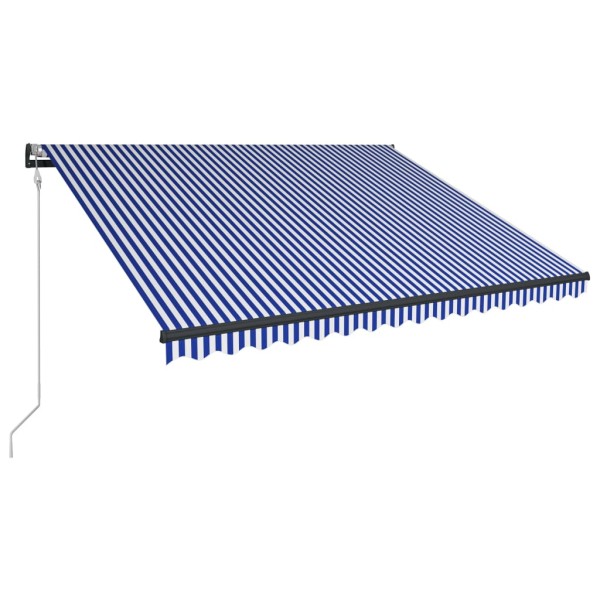 Toldo con LED y sensor de viento azul y blanco 300x250 cm