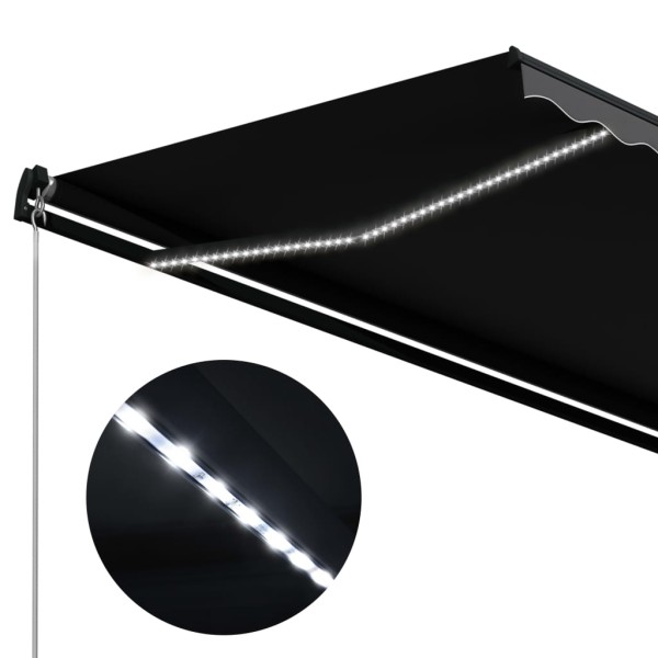 Toldo retráctil manual con LED gris antracita 500x300 cm