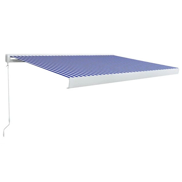 Toldo de carrete manual azul y blanco 350x250 cm