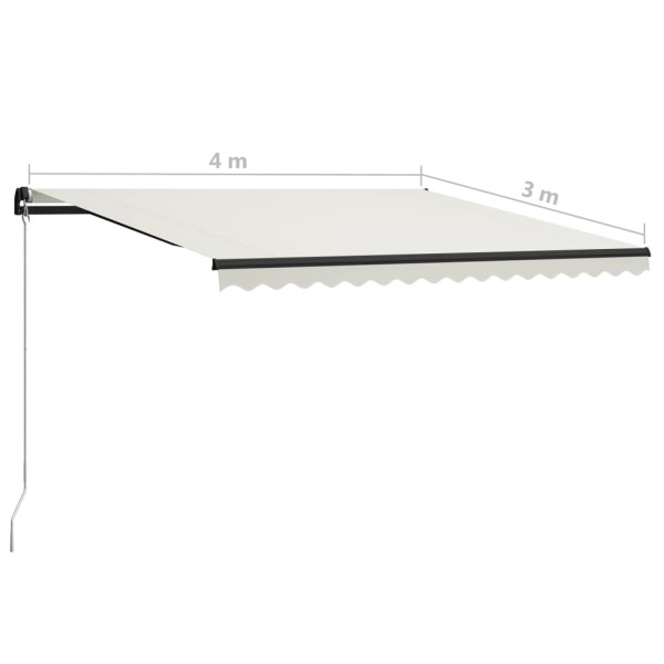 Toldo retráctil manual con LED crema 400x300 cm