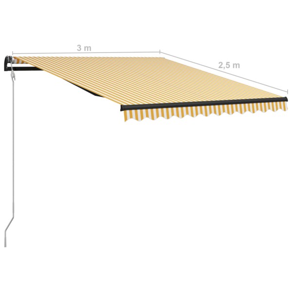 Toldo retráctil sensor de viento LED amarillo blanco 300x250 cm