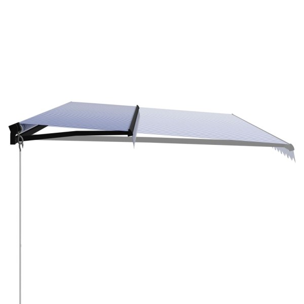 Toldo manual retráctil azul y blanco 600x300 cm