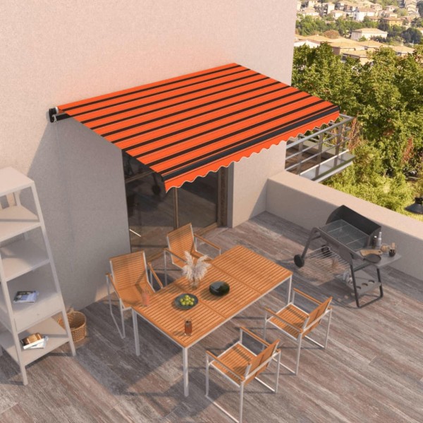 Toldo retráctil manual naranja y marrón 450x350 cm