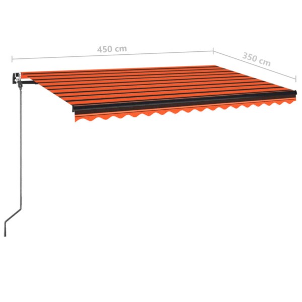 Toldo retráctil manual naranja y marrón 450x350 cm