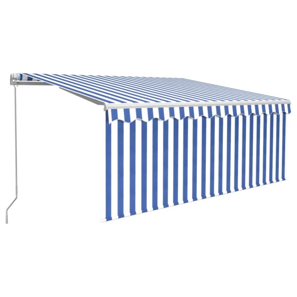 Toldo retráctil manual con persiana y LED azul y blanco 3x2,5 m