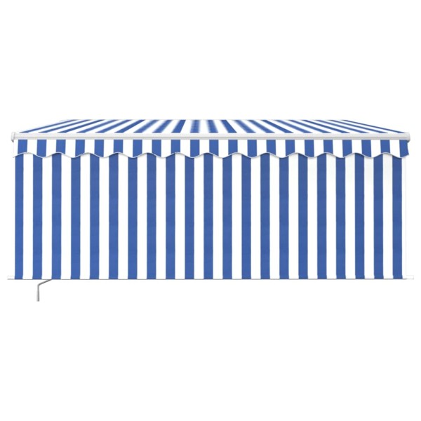 Toldo retráctil manual con persiana y LED azul y blanco 3x2,5 m