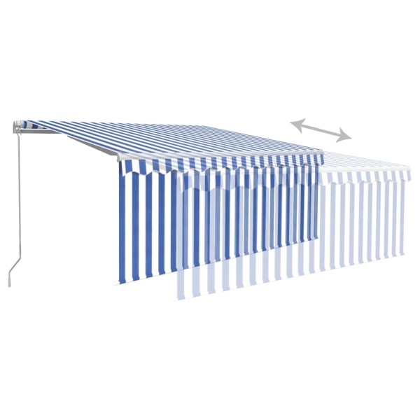 Toldo retráctil manual con persiana y LED azul y blanco 3x2,5 m