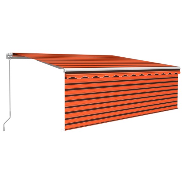 Toldo retráctil manual con persiana y LED naranja y marrón 4x3m