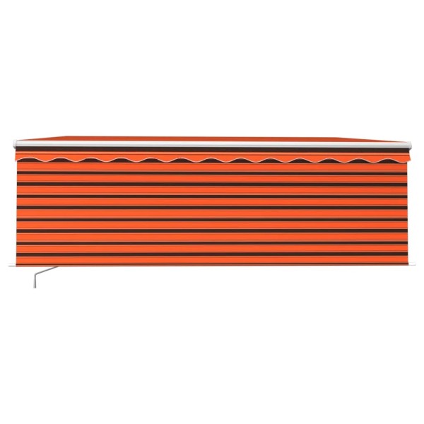 Toldo retráctil manual con persiana y LED naranja y marrón 4x3m