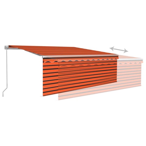 Toldo retráctil manual con persiana y LED naranja y marrón 4x3m