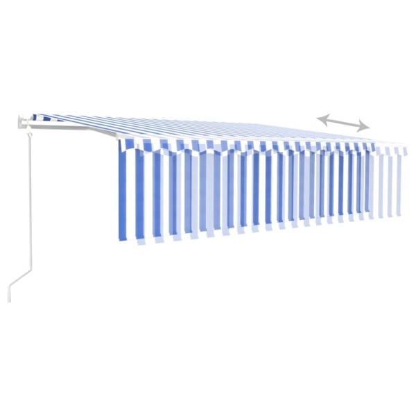 Toldo automático persiana LED sensor viento azul blanco 5x3 m