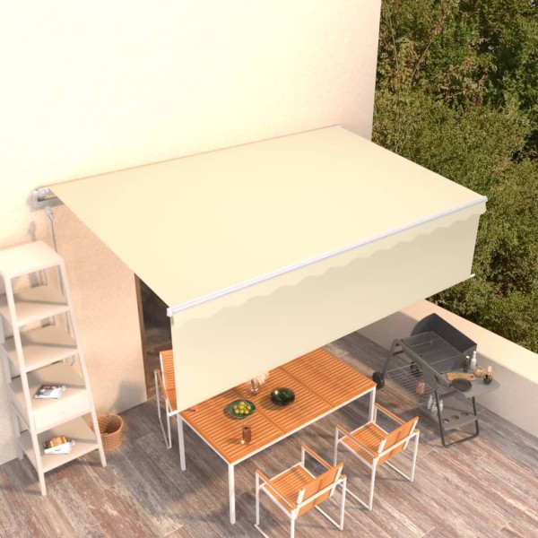 Toldo retráctil manual con persiana crema 5x3 m