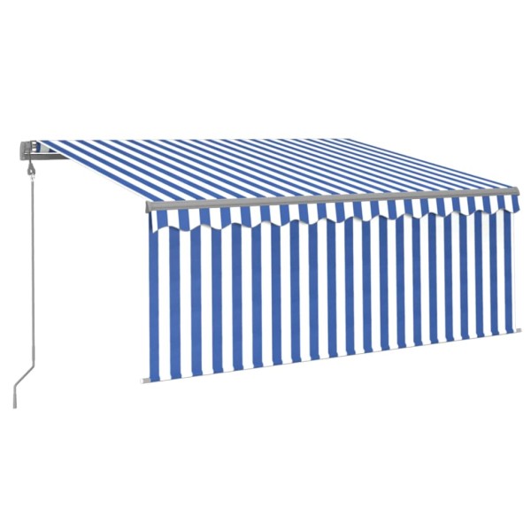 Toldo automático persiana LED sensor viento azul blanco 3x2,5m