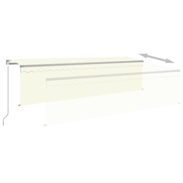 Toldo retráctil manual con persiana y LED crema 5x3 m