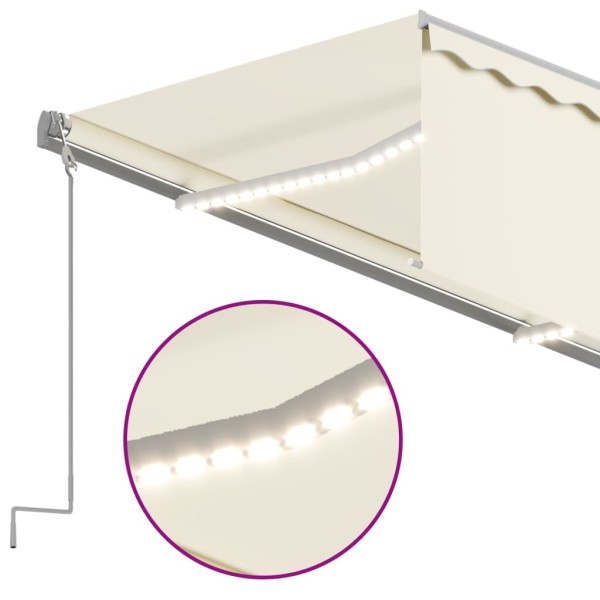 Toldo retráctil manual con persiana y LED crema 5x3 m