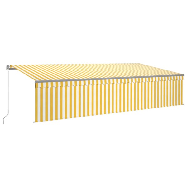 Toldo retráctil manual con persiana y LED amarillo blanco 6x3 m