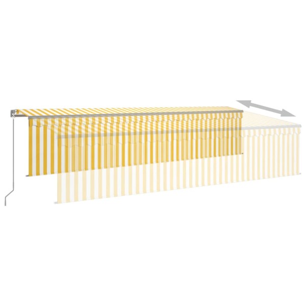 Toldo retráctil manual con persiana y LED amarillo blanco 6x3 m