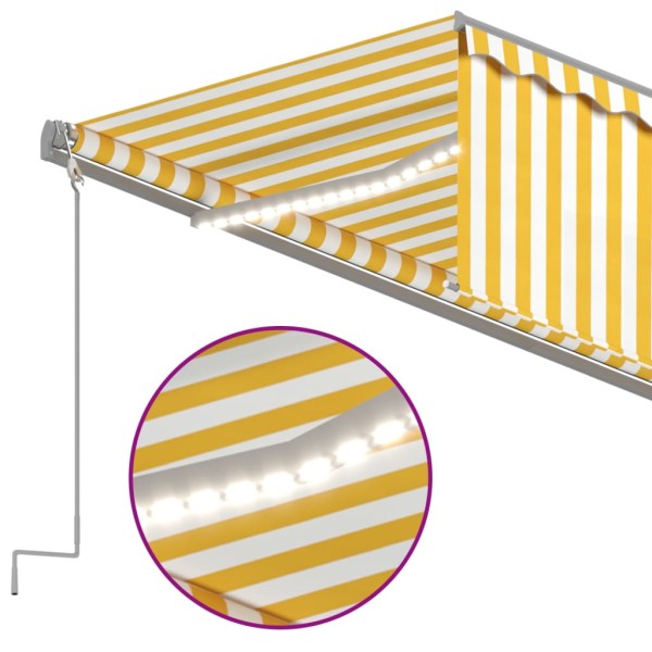 Toldo retráctil manual con persiana y LED amarillo blanco 6x3 m