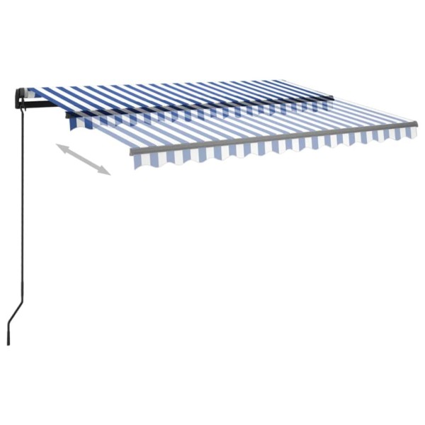 Toldo automático con LED sensor de viento azul y blanco 3x2,5 m