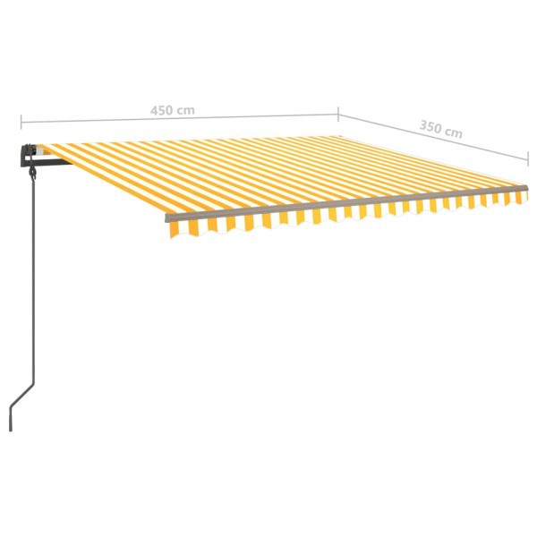 Toldo manual retráctil con LED amarillo y blanco 4,5x3,5 m