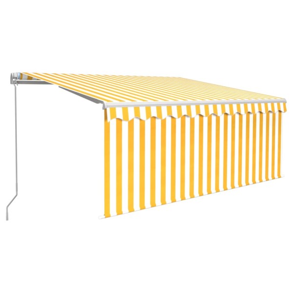 Toldo retráctil manual con persiana LED amarillo/blanco 3x2,5 m