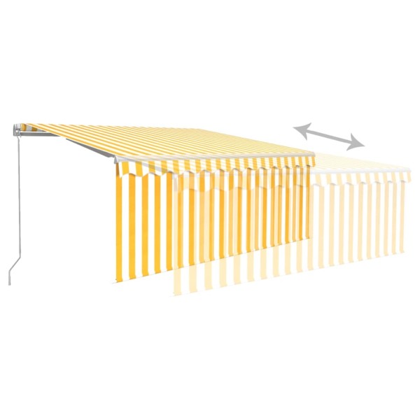 Toldo retráctil manual con persiana LED amarillo/blanco 3x2,5 m