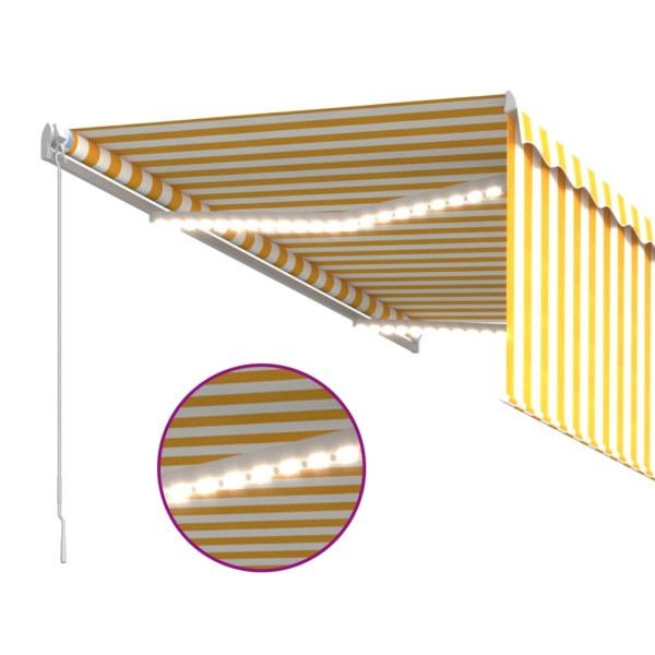 Toldo retráctil manual con persiana LED amarillo/blanco 3x2,5 m