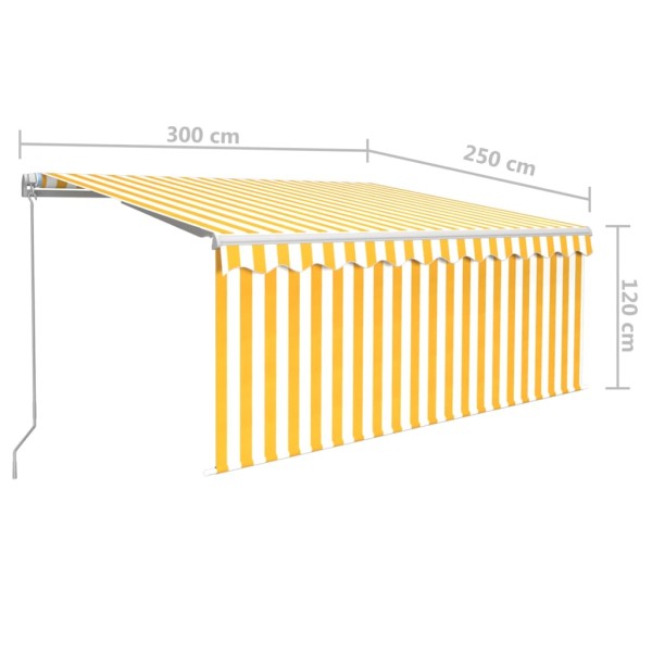 Toldo retráctil manual con persiana LED amarillo/blanco 3x2,5 m