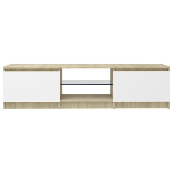 Mueble de TV con luces LED blanco y roble Sonoma 140x40x35,5 cm