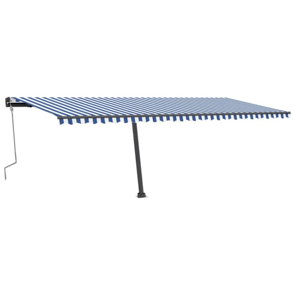 Toldo retráctil manual con luz LED azul y blanco 600x300 cm