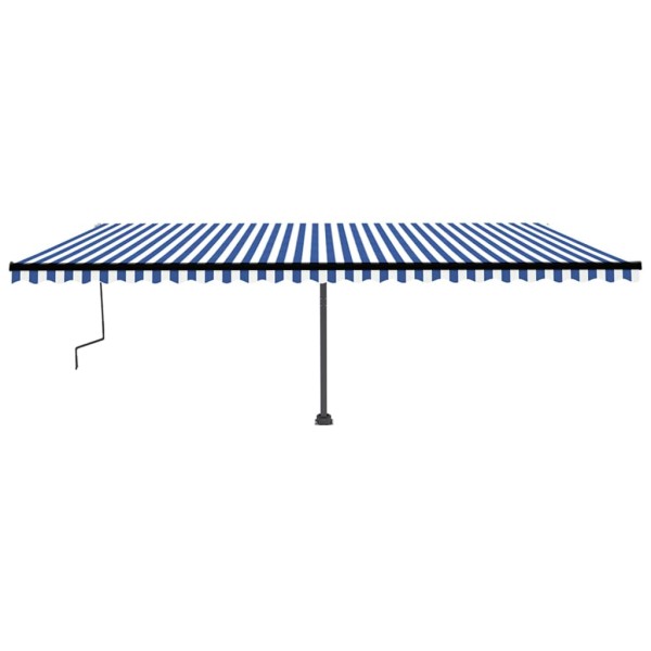 Toldo de pie retráctil manual azul y blanco 600x350 cm