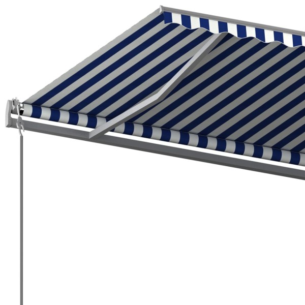 Toldo de pie retráctil manual azul y blanco 600x350 cm