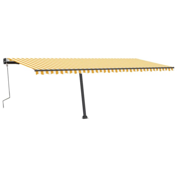 Toldo de pie retráctil manual amarillo y blanco 600x300 cm