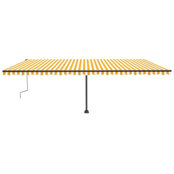 Toldo de pie retráctil manual amarillo y blanco 600x300 cm