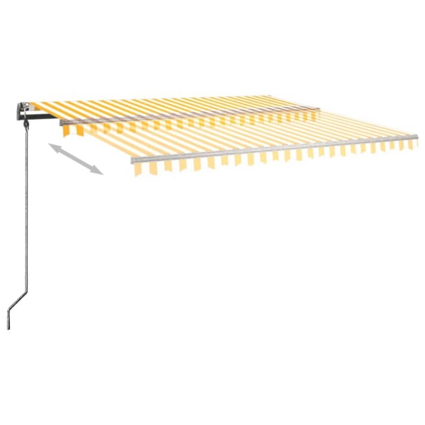 Toldo de pie retráctil manual amarillo y blanco 450x300 cm