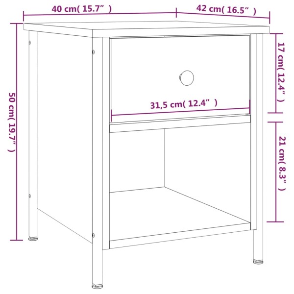 Mesita de noche madera de ingeniería roble Sonoma 40x42x50 cm