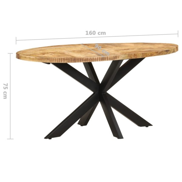 Mesa de comedor de madera de mango rugosa 160x90x75 cm