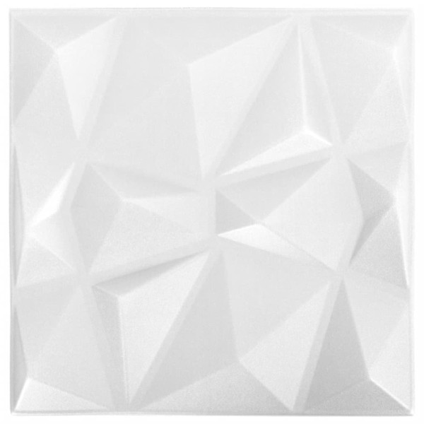 Paneles de pared 3D 12 unidades 50x50 cm blanco diamante 3 m²