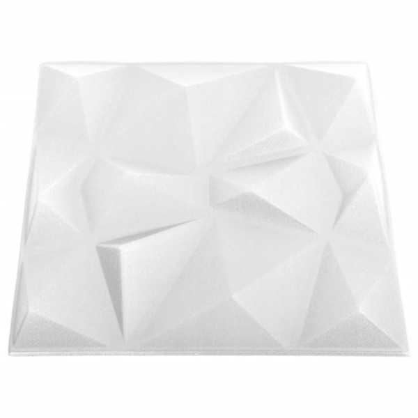 Paneles de pared 3D 12 unidades 50x50 cm blanco diamante 3 m²