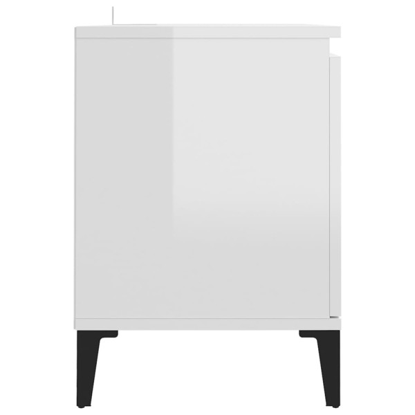 Mueble de TV con patas de metal blanco brillante 103,5x35x50 cm