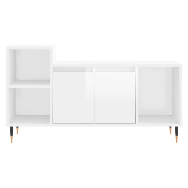 Mueble de TV madera contrachapada blanco brillo 100x35x55 cm