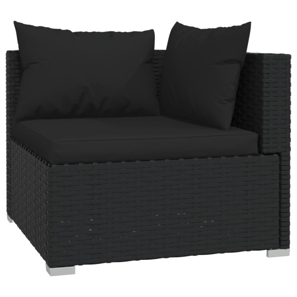 Set de muebles de jardín 11 pzs y cojines ratán sintético negro