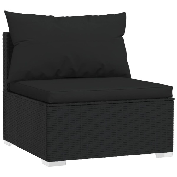 Set de muebles de jardín 11 pzs y cojines ratán sintético negro