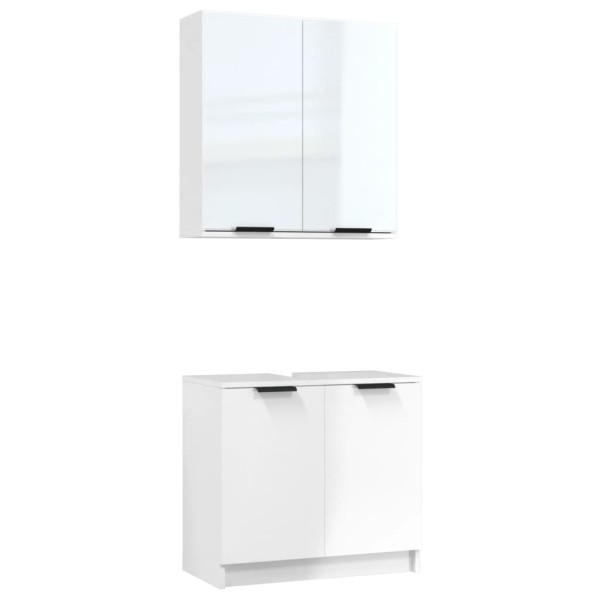 Set muebles de baño 2 piezas madera contrachapada blanco brillo