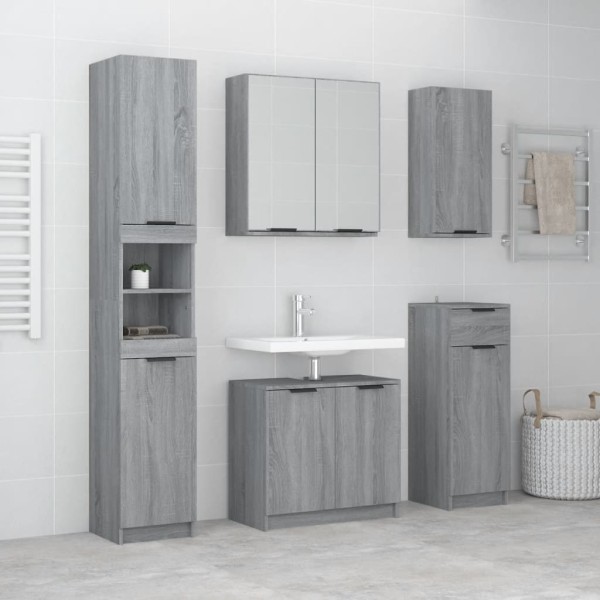 Set de muebles de baño 5 pzas madera contrachapada gris sonoma