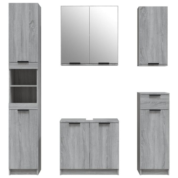 Set de muebles de baño 5 pzas madera contrachapada gris sonoma