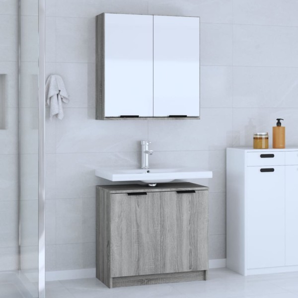 Set de muebles de baño 2 pzas madera de ingeniería gris sonoma