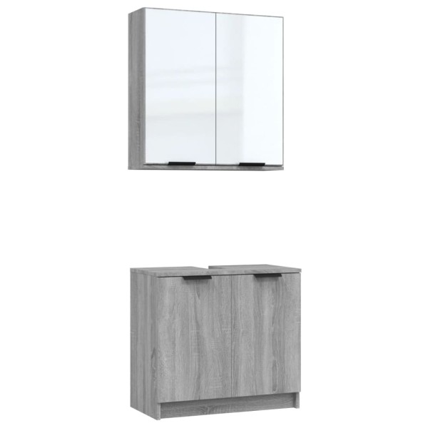 Set de muebles de baño 2 pzas madera de ingeniería gris sonoma